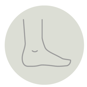 line drawing of a foot on a circular background featuring innovative design elements for foot health and comfort 4 stylish options